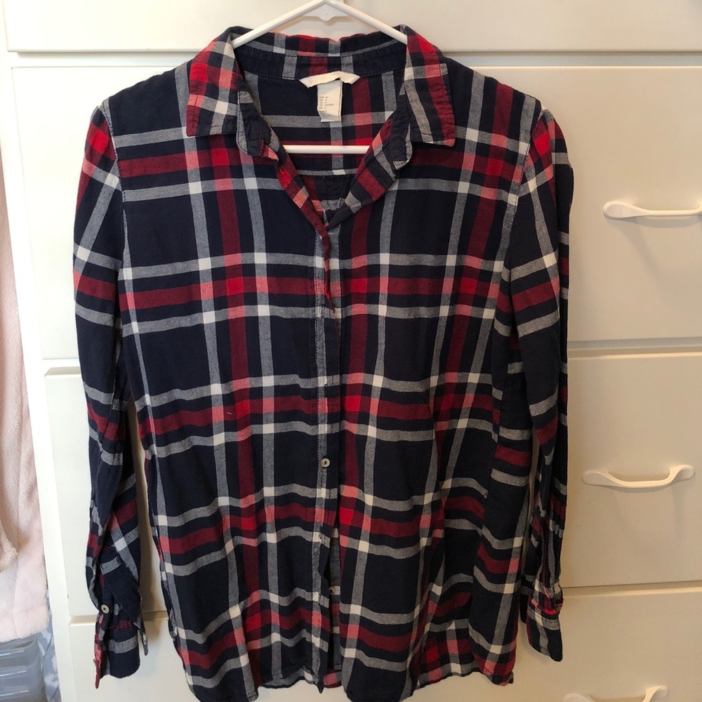 Navy and Red Flannel Shirt